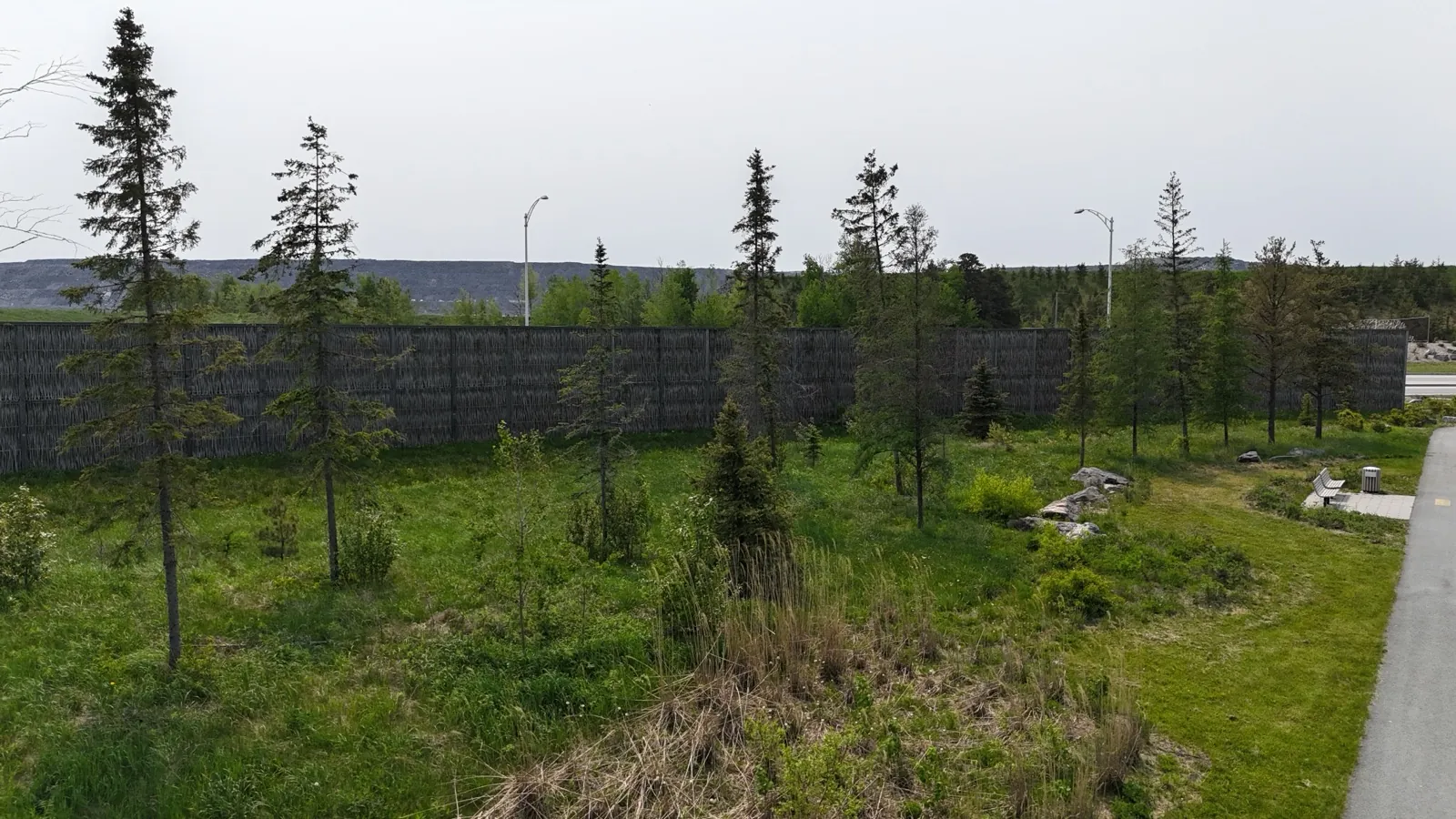 Mur antibruit Pilebyg® de la Mine Canadian Malartic, vue drone